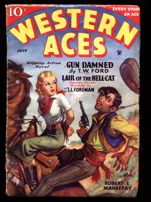 Western Aces 7/1935-Raphael DeSoto Cover Art-Pulp Magazine, raw, ungraded comic book — front cover
