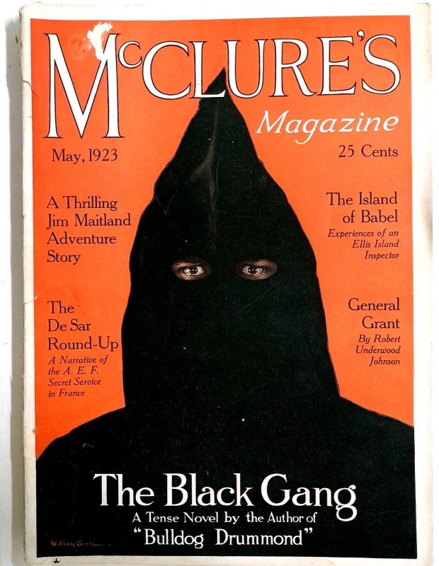 McClure's Magazine May 1923 - Hooded Menace Cover art by William Grotz- Pulp Mys, raw, ungraded comic book — front cover