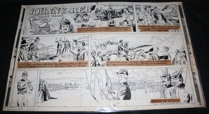 Johnny Reb and Billy Yank Sunday Strip - Civil War - 2/10/1957 by Frank Giacoia, raw, ungraded comic book — front cover