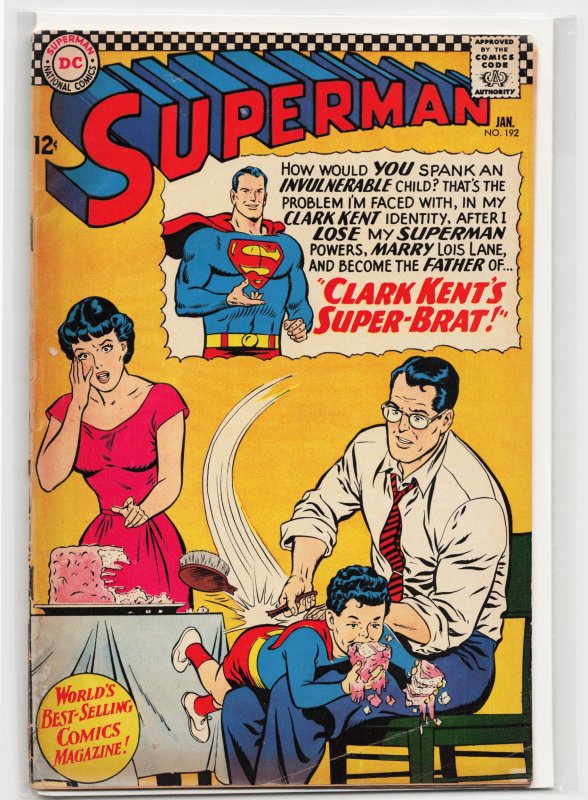 Superman #192 (DC Comics, 1967), raw, ungraded comic book — front cover