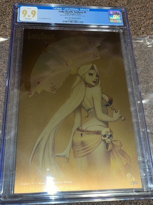 Lady Death Gallery #1 (2020), CGC 9.9 graded comic book, Universal Blue label — front cover in its holder