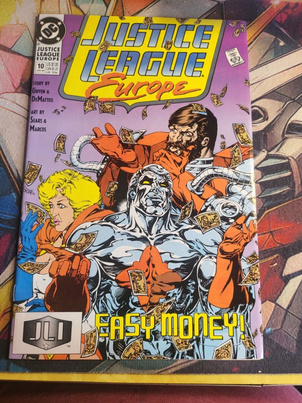 Justice League Europe #10 (DC Comics, 1990), raw, ungraded comic book — front cover