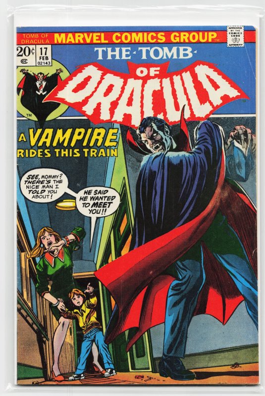 Tomb of Dracula #17 (Marvel Comics, 1974), raw, ungraded comic book — front cover