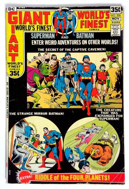 World's Finest #206 (DC Comics, 1971), raw comic book in VG condition — front cover