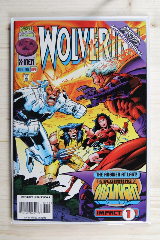 Wolverine #104 (Marvel Comics, 1996), raw comic book in NM- 9.2 condition — front cover