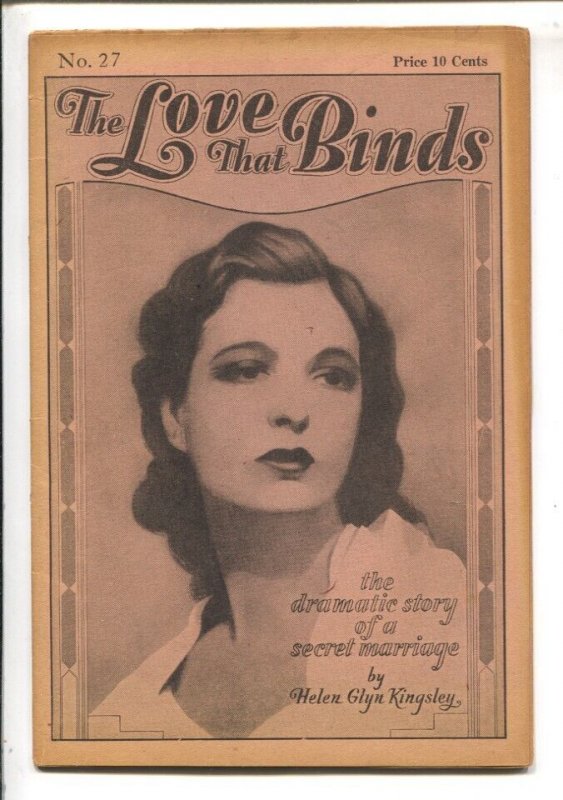 Pulp: Love That Binds #27 (1931), raw, ungraded comic book — front cover