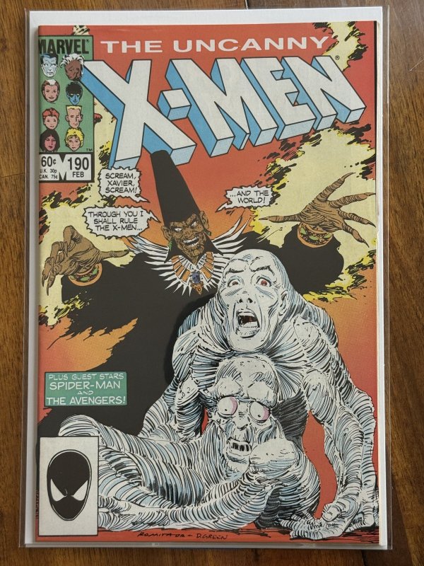 The Uncanny X-Men #190 (Marvel Comics, 1985), raw comic book in VF 8.0 condition — front cover