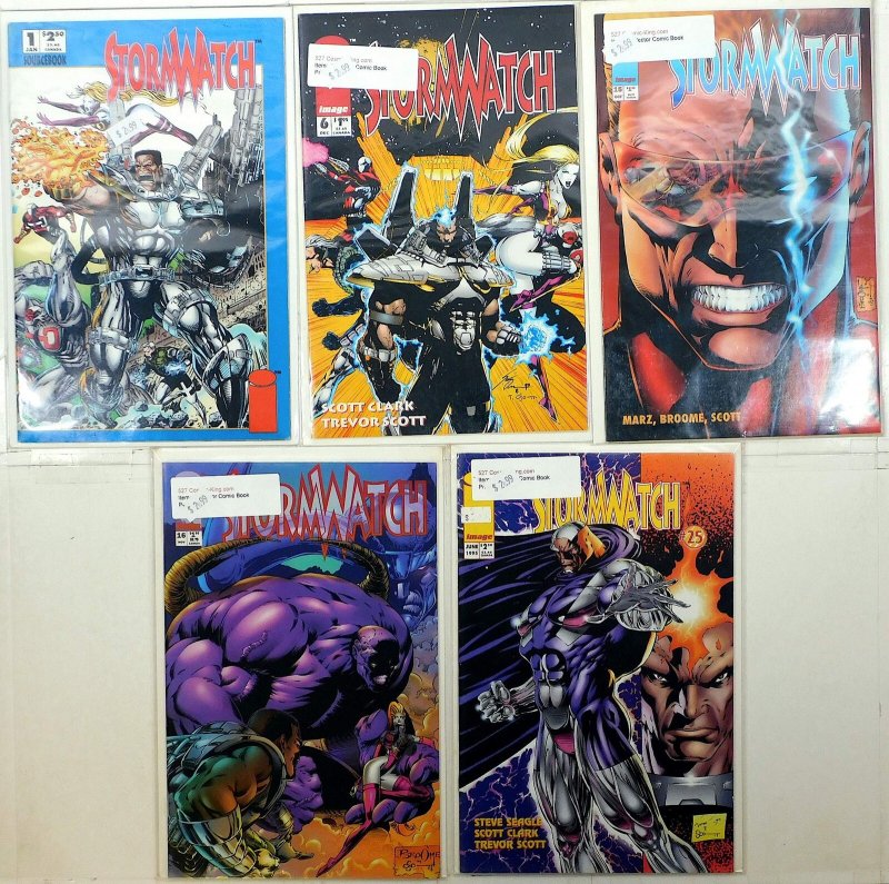 Stormwatch Lot of 5 #6, 15, 16, 25, Sourcebook 1 (1994) Image Comics 1st Print (Image Comics, 1994), raw, ungraded comic book — front cover
