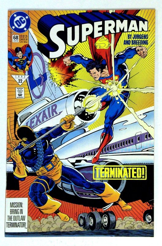 Superman #68 (DC Comics, 1992), raw comic book in NM- condition — front cover