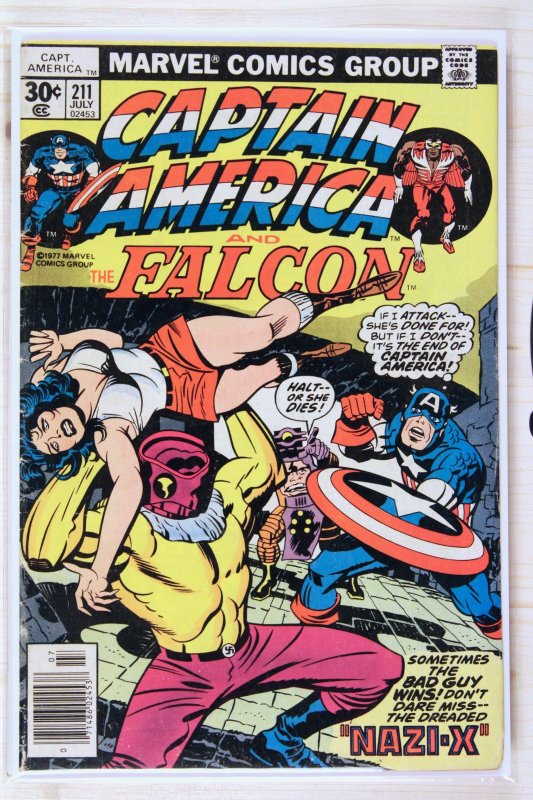Captain America #211 (Marvel Comics, 1977), raw comic book in VF 8.0 condition — front cover