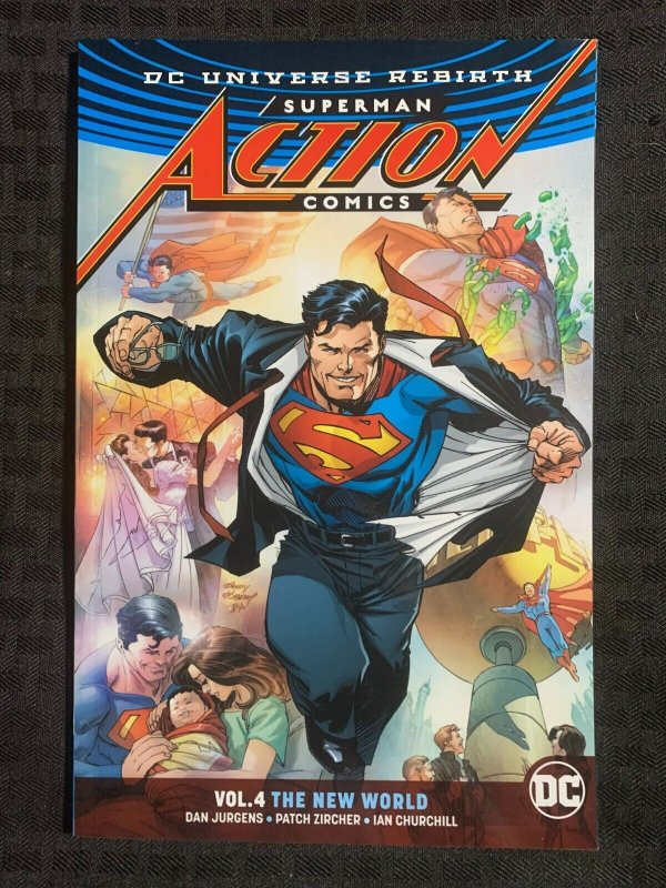 2017 Superman Action Comics Volume 4 the New World SC VF 8.0 1st DC Comics (DC Comics, 2017), raw comic book in VF 8.0 condition — front cover