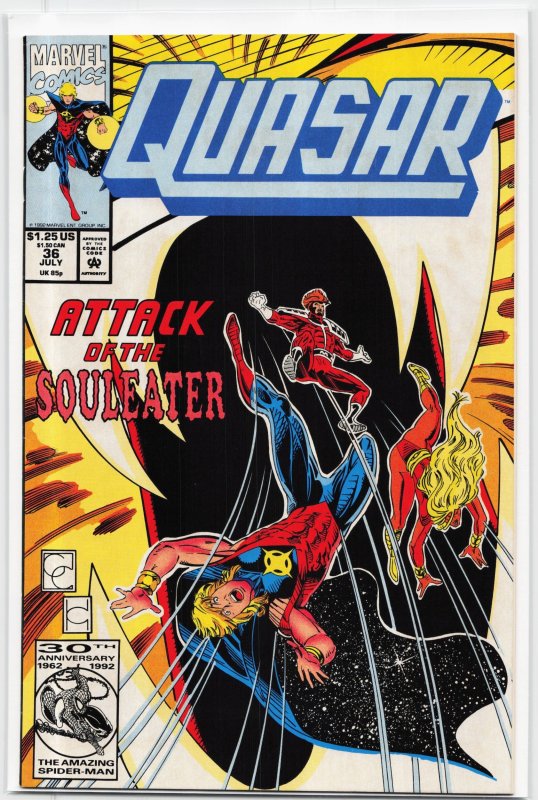 Quasar #36 (1992), raw, ungraded comic book — front cover