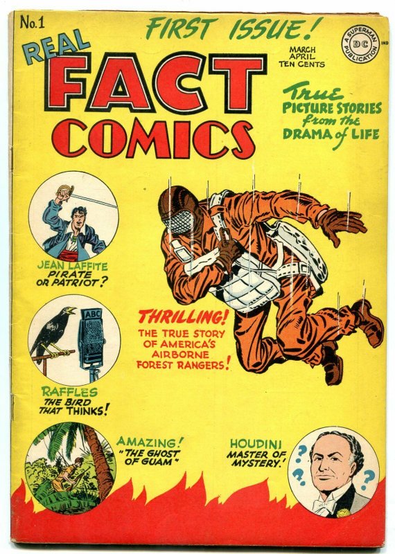 Real Fact Comics #1 (DC Comics, 1946), raw comic book in FN/VF condition — front cover
