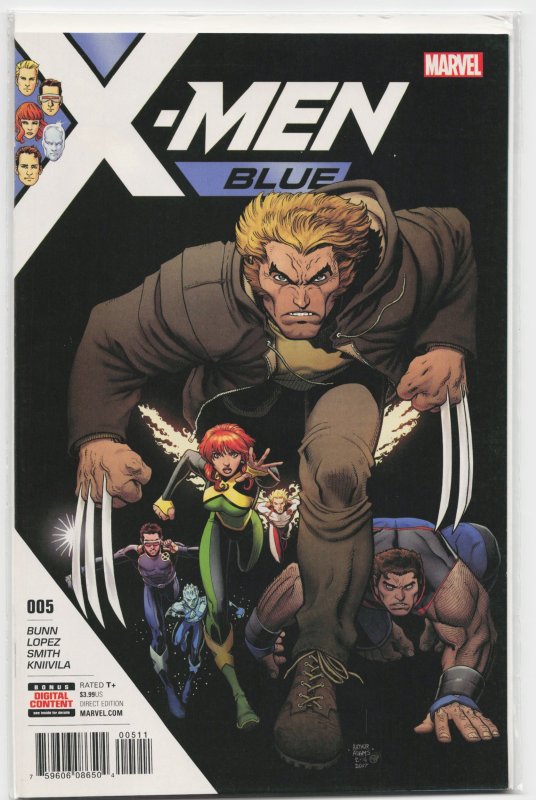 X-Men: Blue #5 (Marvel Comics, 2017), raw, ungraded comic book — front cover