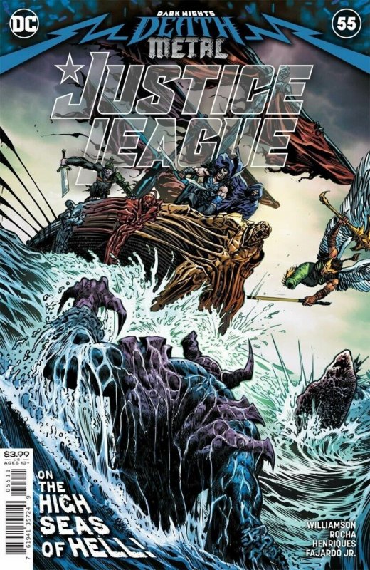 Justice League #55 (DC Comics, 2018), raw comic book in VF/NM condition — front cover