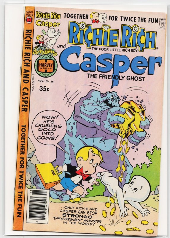 Richie Rich & Casper #26 (Harvey Comics, 1978), raw, ungraded comic book — front cover