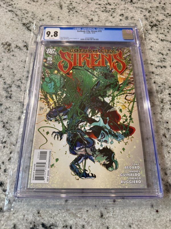 Gotham City Sirens #15 (DC Comics), CGC 9.8 graded comic book, Universal Blue label — front cover in its holder
