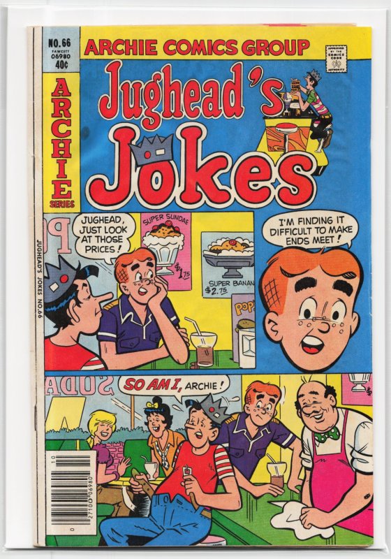Jughead's Jokes #66 (1979), raw, ungraded comic book — front cover