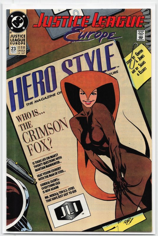 Justice League Europe #23 (DC Comics, 1991), raw, ungraded comic book — front cover