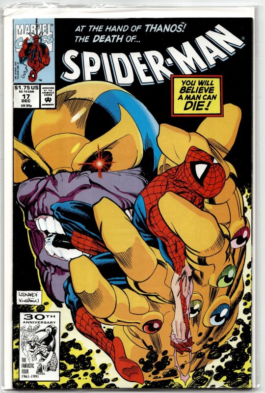 Spider-Man #17 (Marvel Comics, 1991), raw, ungraded comic book — front cover
