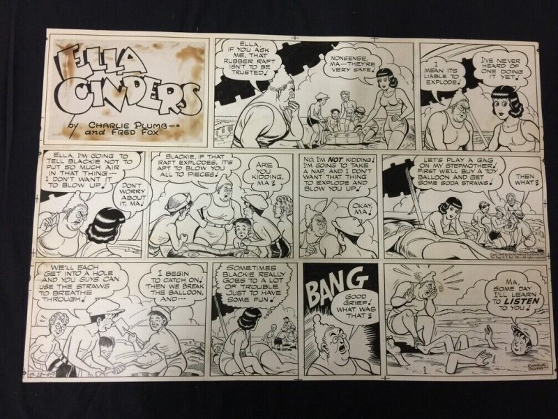 Ella Cinders Sunday Newspaper Original Comic Strip Art September #11 (1949), raw, ungraded comic book — front cover