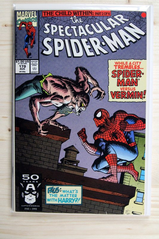 The Spectacular Spider-Man #179 (Marvel Comics, 1991), raw comic book in NM- 9.2 condition — front cover