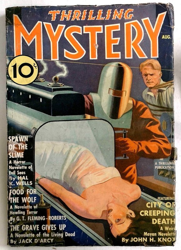Thrilling Mystery Aug 1936 - Horror - Terror - Torture - Bondage - Weird Mena (1936), raw, ungraded comic book — front cover