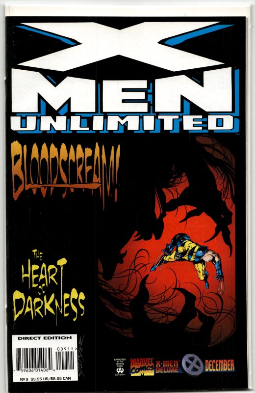 X-Men Unlimited #9 (Marvel Comics, 1995), raw, ungraded comic book — front cover