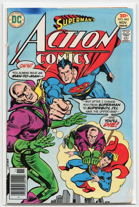 Action Comics #465 (DC Comics, 1976), raw, ungraded comic book — front cover