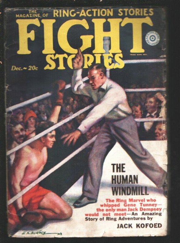 Fight Stories 12/1929-Earle Bergey Boxing Cover-The Human Windmill-Jack Kofo... (Fiction House), raw, ungraded comic book — front cover