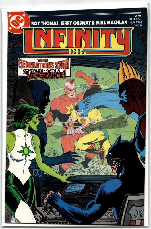 Infinity, Inc #8 (1984), raw, ungraded comic book — front cover