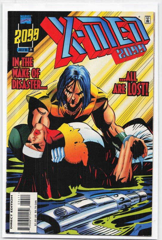 X-Men 2099 #34 (Marvel Comics, 1996), raw, ungraded comic book — front cover