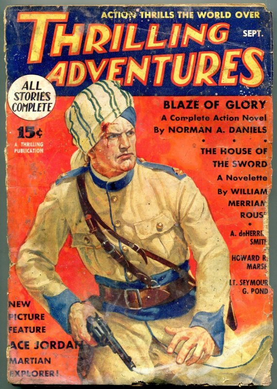 Pulp: Thrilling Adventures Pulp September 1935- Ace Jordan- Norman Daniels Fair (1935), raw, ungraded comic book — front cover