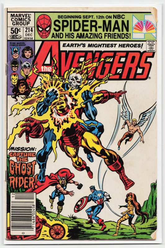 The Avengers #214 (Marvel Comics, 1981), raw, ungraded comic book — front cover