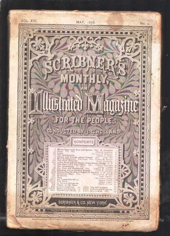 Scribner's Monthly 5/1878-archery Feature bow & Arrow Accuracy vs Rifle-NY Post, raw, ungraded comic book — front cover