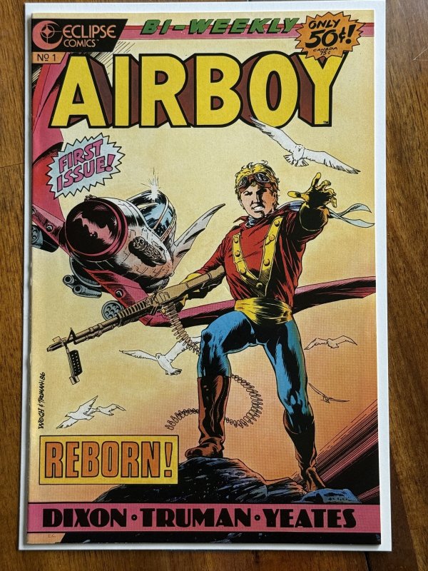 Airboy #1 (1986), raw comic book in VF/NM 9.0 condition — front cover