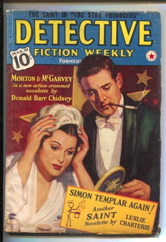 Pulp: Detective Fiction Weekly 3/18/1939-Hero Pulp-The Saint Appears-Hardboi..., raw, ungraded comic book — front cover