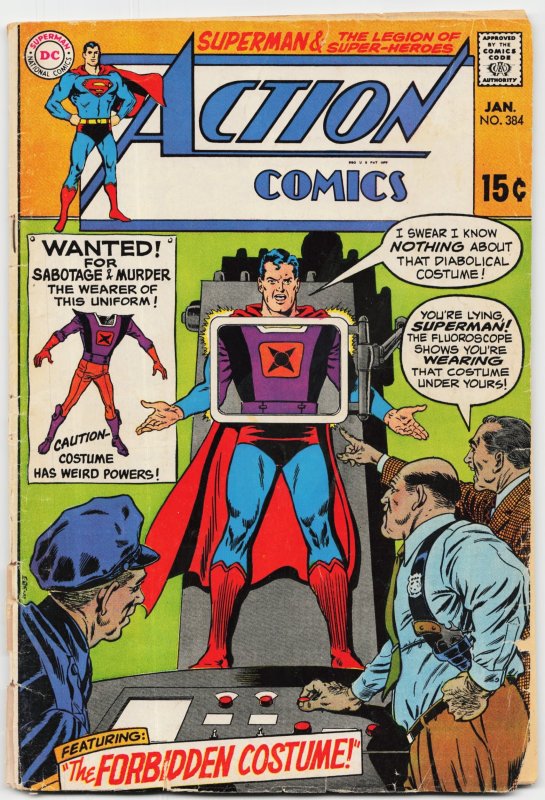 Action Comics #384 (DC Comics, 1970), raw, ungraded comic book — front cover