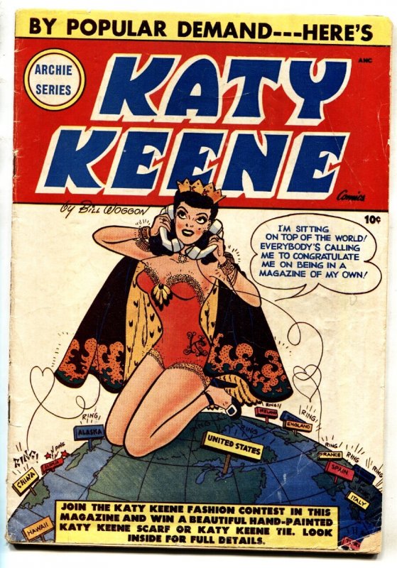 Katy Keene #1 (1949), raw, ungraded comic book — front cover