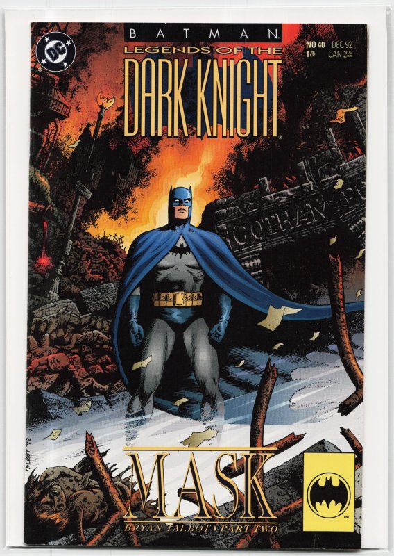 Batman: Legends of the Dark Knight #40 (DC Comics, 1992), raw, ungraded comic book — front cover
