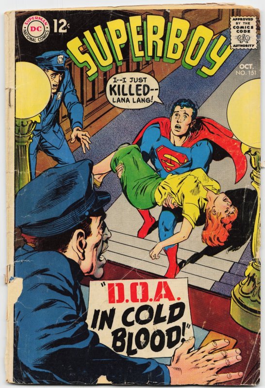 Superboy #151 (DC Comics, 1968), raw, ungraded comic book — front cover