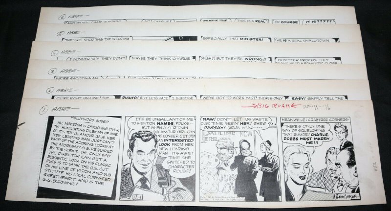 Abbie an' Slats 6pc Daily Strip Art LOT Week of 12/1/1947 by Raeburn Van Buren, raw, ungraded comic book — front cover