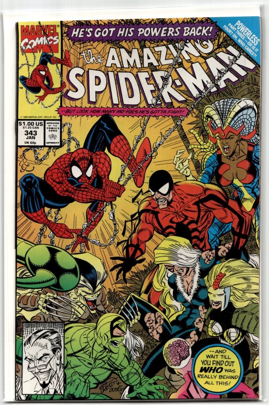 The Amazing Spider-Man #343 (Marvel Comics, 1991), raw, ungraded comic book — front cover