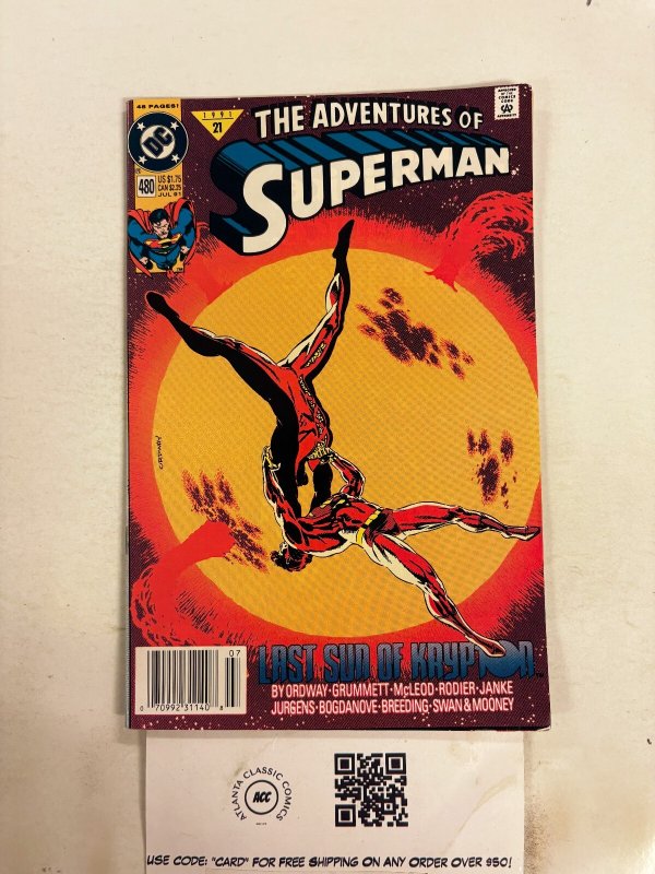 The Adventures of Superman #480 (DC Comics), raw comic book in NM condition — front cover