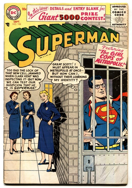 Superman-#108 -1956- DC Comic Book - Jail Cover (DC Comics, 1956), raw, ungraded comic book — front cover