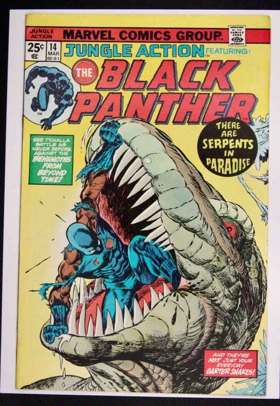 Jungle Action: Black Panther #14 (Marvel Comics, 1975), raw comic book in VF+ condition — front cover