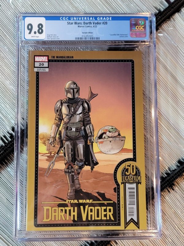 Star Wars Darth Vader #20, CGC 9.8 graded comic book, Universal Blue label — front cover in its holder