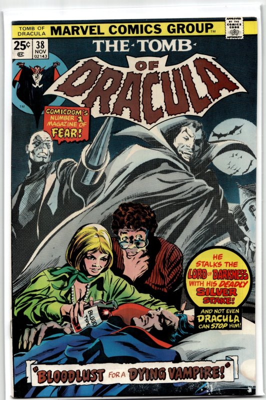 Tomb of Dracula #38 (Marvel Comics, 1975), raw, ungraded comic book — front cover