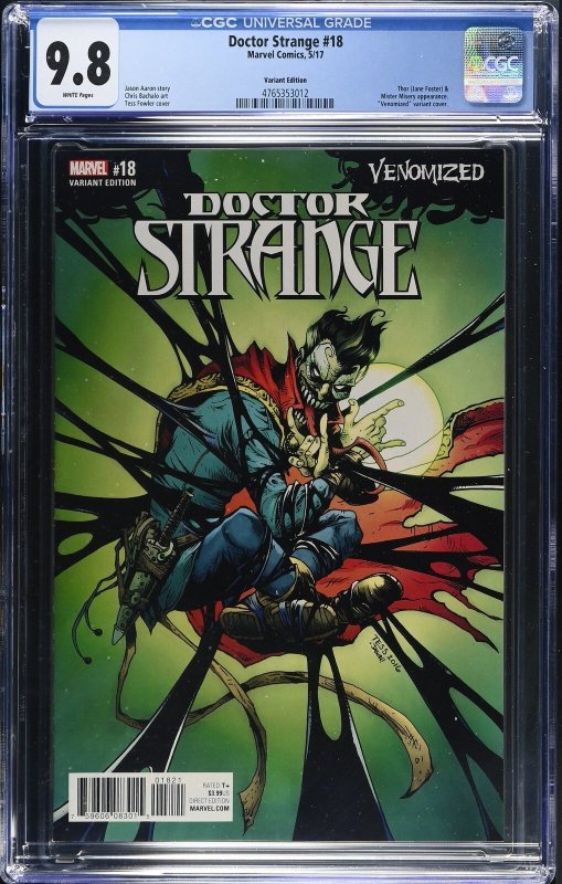 Doctor Strange #18 (Marvel Comics, 2017), CGC 9.8 graded comic book, Universal Blue label — front cover in its holder