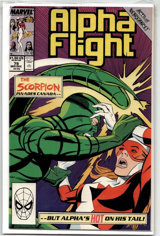 Alpha Flight #79 (Marvel Comics, 1989), raw, ungraded comic book — front cover